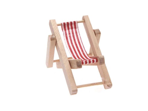 [90181474 1237954] Rico Design Mini-Möbel Liegestuhl 5.5 x 8 cm 1 Stück, Rot-Weiss