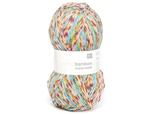 [90026746 1156834] Rico Design Wolle Bamboo für Socken 4-fädig, 100 g, Türkis; Orange