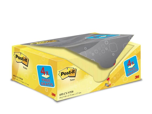 [90026780 1059054] Post-it Notizzettel Post-it 7.6 cm x 12.7 cm Gelb, 20 Blocke