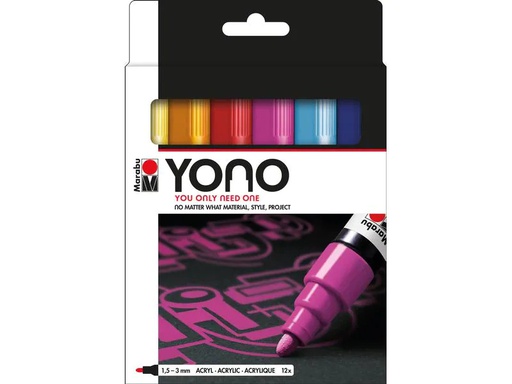 [90182031 1180953] Marabu Acrylmarker YONO Set 1.5 - 3 mm 12-teilig, Mehrfarbig