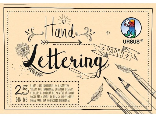[90182135 1243334] URSUS Zeichenblock Handlettering A6, 210 g/m², 25 Blatt, Creme