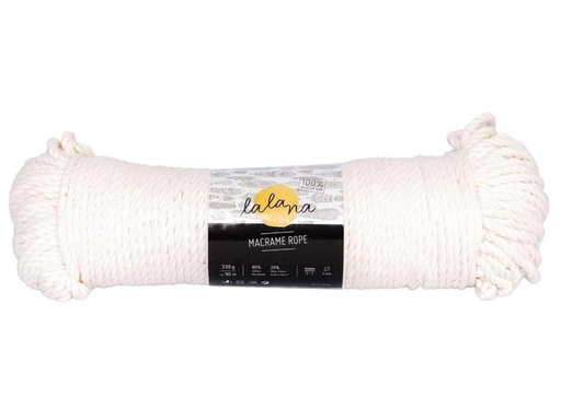 [90182335 1249954] lalana Wolle Makramee Rope 3 mm, 330 g, Crème