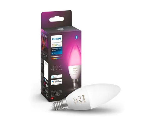 [90182573 1238406] Philips Hue Leuchtmittel White &amp; Col. Amb. E14 Kerze Einzeplack 470 lm