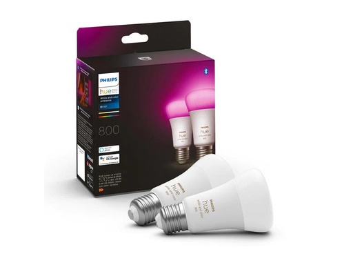 [90182643 1238397] Philips Hue Leuchtmittel White &amp; Col. Amb. E27 Doppelpack 2 x 570 lm