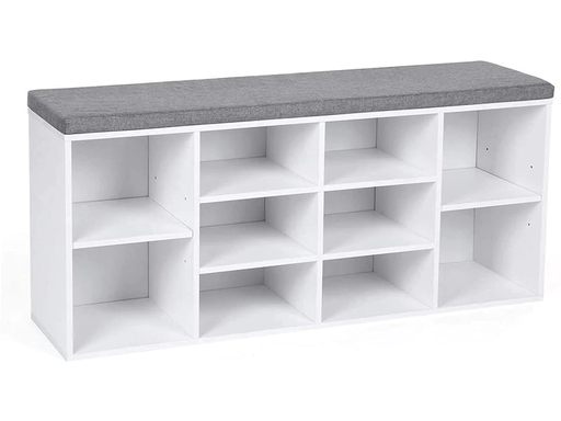 [90182900 1171290] VASAGLE Schuhregal mit Polster, 104 x 48 cm, Weiss