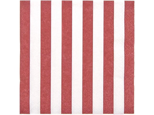 [90182957 1234266] Rico Design Papierservietten Gestreift 33 x 33 cm, 20 Stück, Rot/Weiss