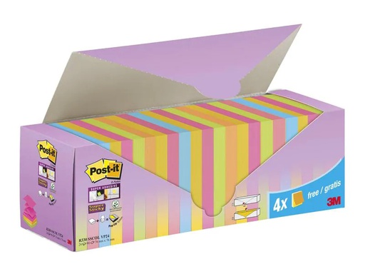 [90183554 1248715] Post-it Notizzettel Z-Notes Super Sticky Mehrfarbig, 7.6 x 7.6 cm