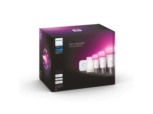[90183691 1238400] Philips Hue White &amp; Color Ambiance E27 3er Starter Set 1100 lm + Dimmer