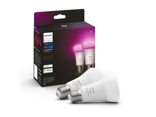 [90183868 1238404] Philips Hue Leuchtmittel White &amp; Col. Amb. E27 Doppelpack 2 x 806 lm
