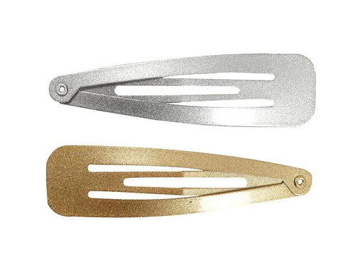 [90183990 1230483] Creativ Company Haarspange Gold/Silber 6.6 x 1.7 cm, 4 Stück