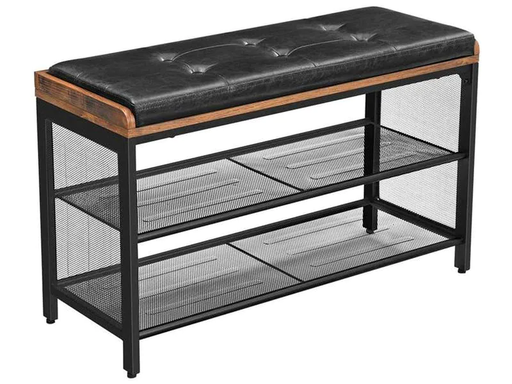 [90184276 1171302] VASAGLE Schuhregal mit Sitzpolster 80 x 48 cm, Braun/Schwarz