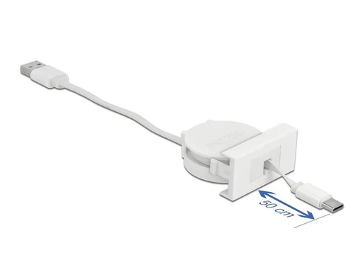 [90184594 1246731] Delock Easy 45 Modul USB 2.0 Ausrollkabel USB Typ-A zu USB Type-C