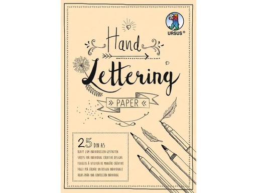 [90184719 1243333] URSUS Zeichenblock Handlettering A5, 210 g/m², 25 Blatt, Creme