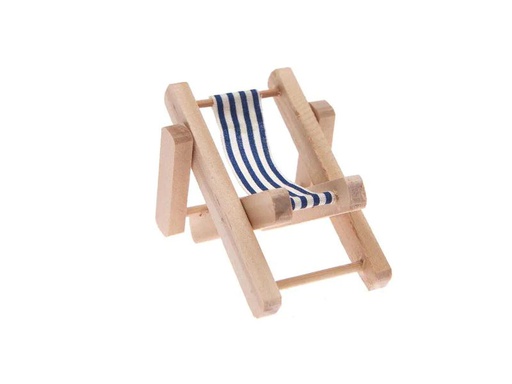 [90184725 1234331] Rico Design Mini-Möbel Liegestuhl 4.5 x 7 cm 1 Stück, Blau/Weiss