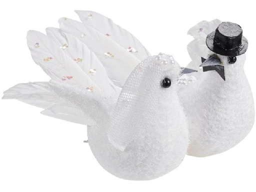 [90184901 1239020] HobbyFun Hochzeitsaccessoire Hochzeitstaubenpaar Weiss