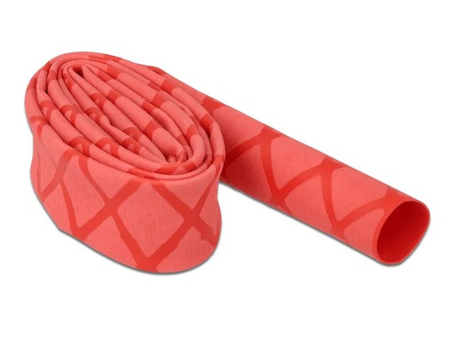 [90185111 1241776] Delock Schrumpfschlauch X-Muster rutschfest 1 m x 15 mm Rot