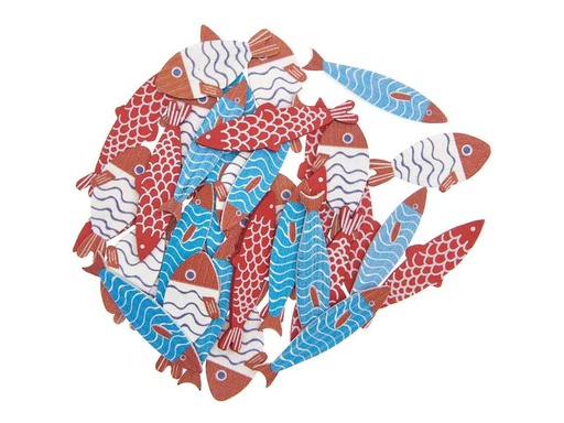 [90185235 1234309] Rico Design Streudeko Fische 36 Stück, Blau/Rot/Weiss
