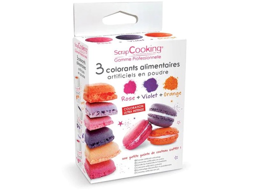 [90185695 1255169] ScrapCooking Lebensmittelfarbenpulver Set Orange/Rosa/Violett