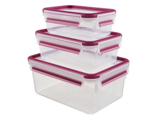[90027243 454105] Emsa Vorratsbehälter 3 Stück, 3.85 l, Rosa/Transparent