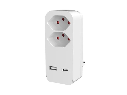 [90027293 1177462] Elbro Abzweigstecker 2x T13, USB-A, USB-C mit Kinderschutz, weiss