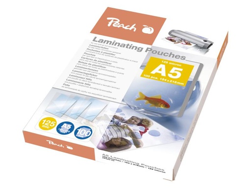 [90027327 543946] Peach Laminierfolie A5, 125 µm, 100 Stück, Glänzend
