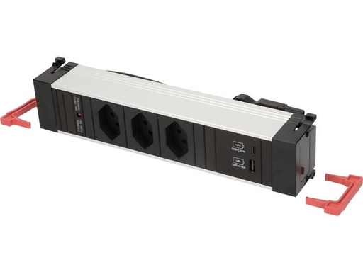 [90186593 1253798] Bachmann Einbausteckerleiste POWER FRAME 3x T13, 1x USB A/C
