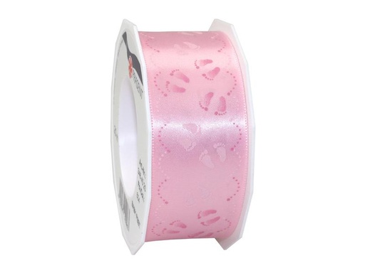 [90186594 1256423] Pattberg Geschenkband Baby Feet 4 cm x 20 m, Rosa