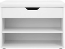 VASAGLE Schuhregal mit Polsterbank 60 x 44 cm, Weiss matt