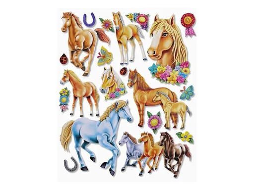 [90187798 1238377] HobbyFun 3D-Sticker Pferde 1 Blatt