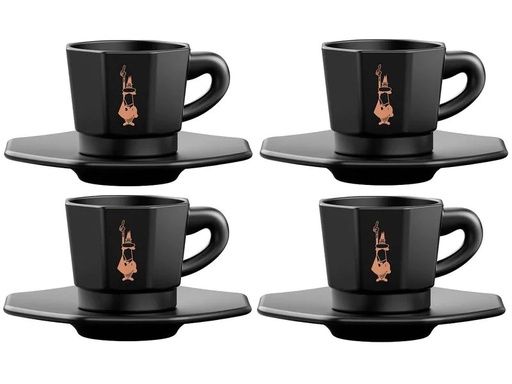 [90188065 1205394] Bialetti Espressotasse 80 ml, 4 Stück, Schwarz