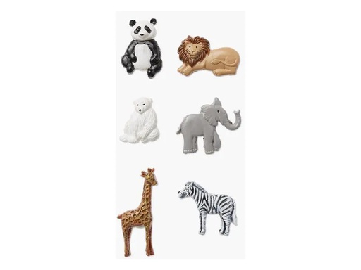 [90188146 1238342] HobbyFun 3D-Sticker Tiere mit Klebepunkt 6 Stück