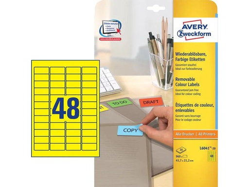 [90028024 1134657] Avery Zweckform Mini-Etiketten 45.7 x 21.2 mm, 20 Blatt