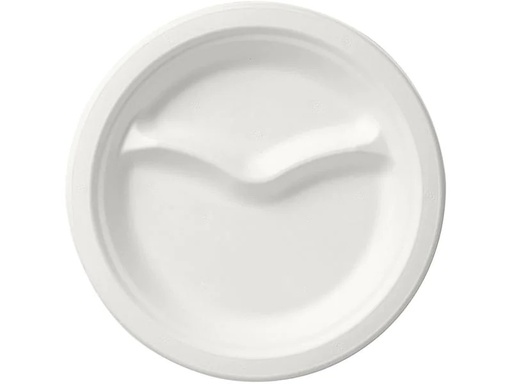 [90188187 1255433] BioPak Einwegteller mit 2 Unterteilungen 22 cm, 50 Stück, Weiss