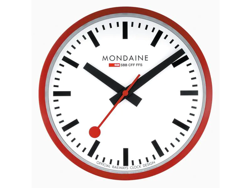 [90188289 1254164] Mondaine Wanduhr Quartz Ø 25 cm, Rot/Weiss