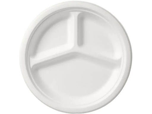 [90188617 1255431] BioPak Einwegteller mit 3 Unterteilungen 26 cm, 50 Stück, Weiss