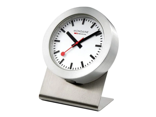 [90188720 1254167] Mondaine Tischuhr mit Magnet Ø 5 cm, Silber/Weiss