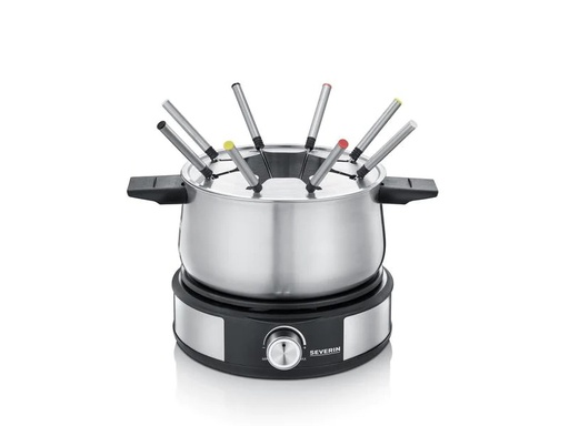 [90189426 1262871] Severin Fondue-Set All-in-One 11 Teile, Schwarz/Silber