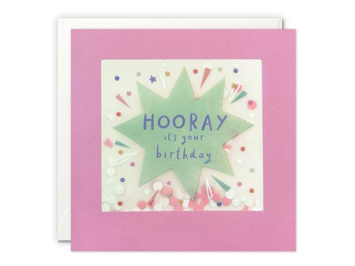 [90190184 1259486] Cart Geburtstagskarte Hooray its your Birthday 12.5 x 12.5 cm