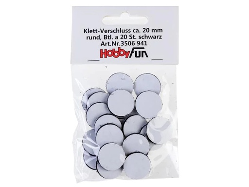 [90191022 1239086] HobbyFun Klettverschluss 2 cm Rund Schwarz 20 Stück