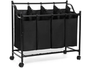 Songmics Wäschesammler mit 4 Fächern 120 l, Schwarz