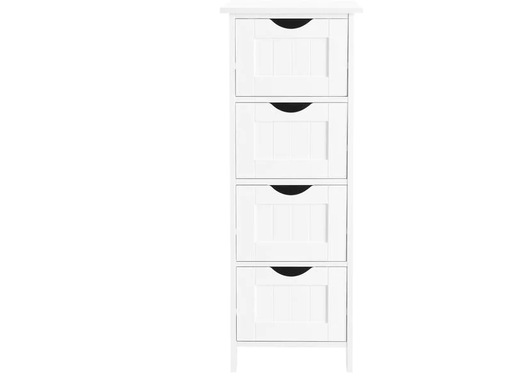 [90191263 1251494] VASAGLE Badezimmerregal mit 4 Schubladen 30 x 82 cm, Weiss