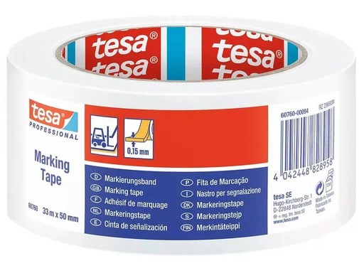[90191531 1263202] tesa Markierungsband Professional 60760, 50 mm x 33 m, Weiss