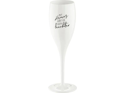 [90191692 1228803] Koziol Sektglas Superglas Mit Humor lebt 100 ml, 1 Stück, Weiss
