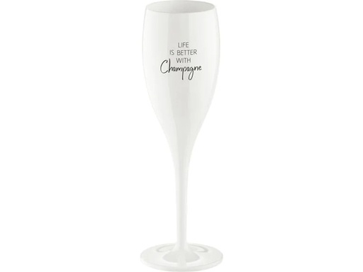 [90191738 1228797] Koziol Sektglas Superglas Life is better 100 ml, 1 Stück, Weiss
