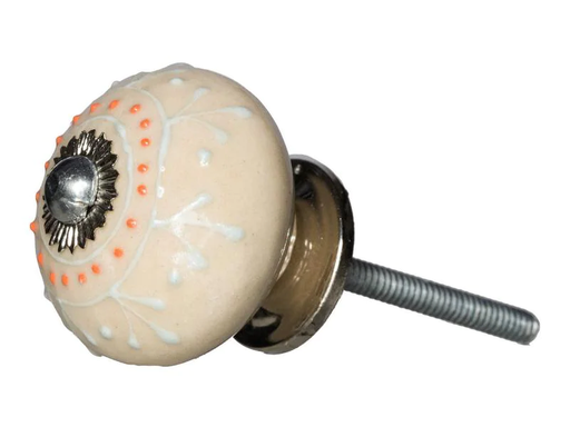 [90028806 1176604] Tranquillo Möbelgriff handgemacht, Ø 4 cm, Beige/Silber