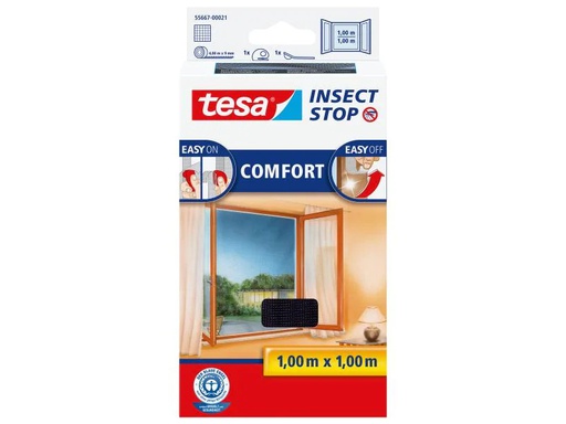 [90028856 450948] tesa Fliegengitter Insect Stop Comfort Fenster 1x1m anthrazit