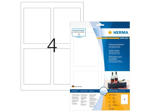 [90002869 1060425] HERMA Flaschen-Etiketten 8882 90 x 120 mm