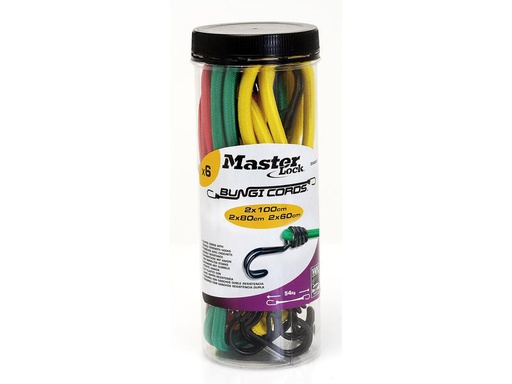 [90193868 1260290] Masterlock Gummi-Spannseilset Dose à 6 Stück