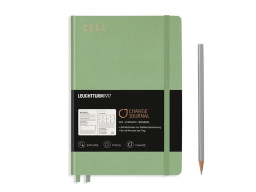 [90195052 1211336] Leuchtturm Notizbuch Change Journal A5, Blanko, Salbei
