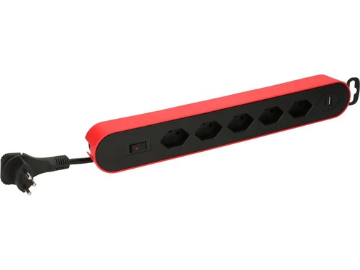 [90029361 1099985] Max Hauri Steckdosenleiste Design Line 5x T13 USB A+C rot